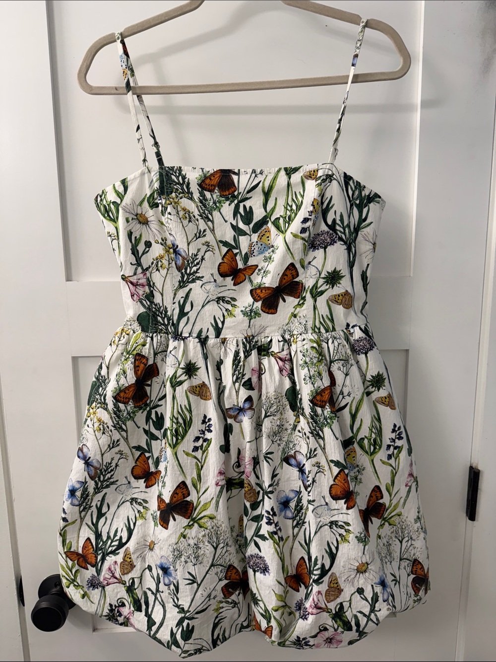 Avec Les Filles Floral Butterfly Spaghetti-Strap Mini Dress